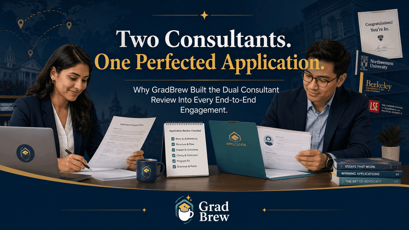 Two Consultants. One Perfected Application. Why GradBrew Built the Dual Consultant Review Into Every End-to-End Engagement